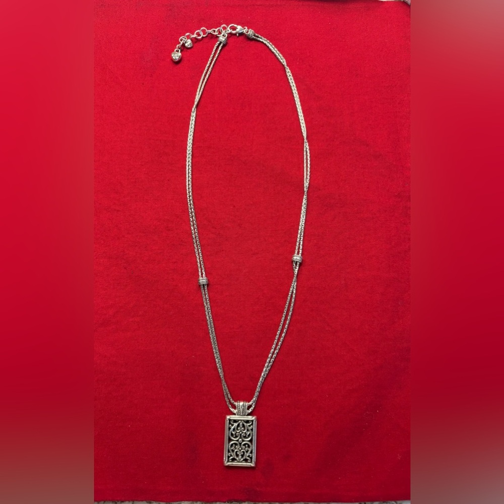 Brighten Berkeley Double Stranded Scrolled Pendant Necklace, Silver Plated